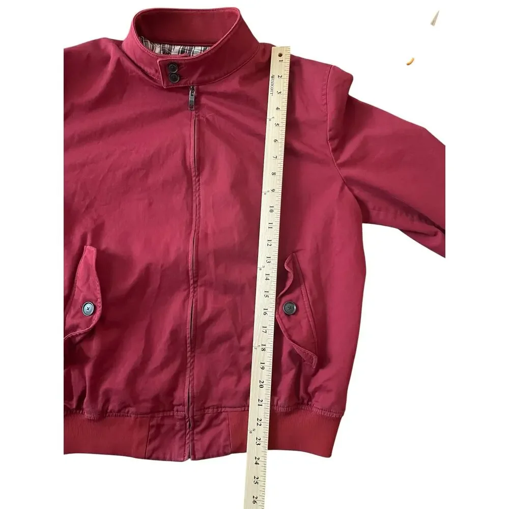 Zara Man Red Harrington Jacket with Plaid Lining Size Large